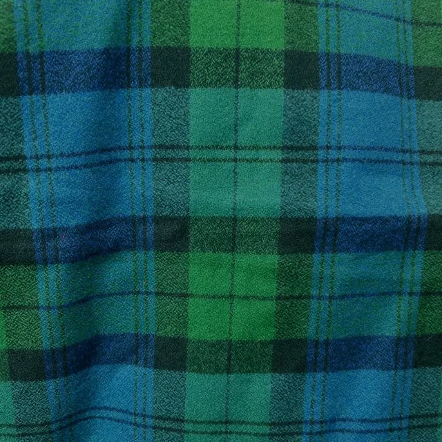 100% Organic Cotton Tartan in Emerald Green, Deep Blue and Black Plaid Infinity and Blanket Scarves