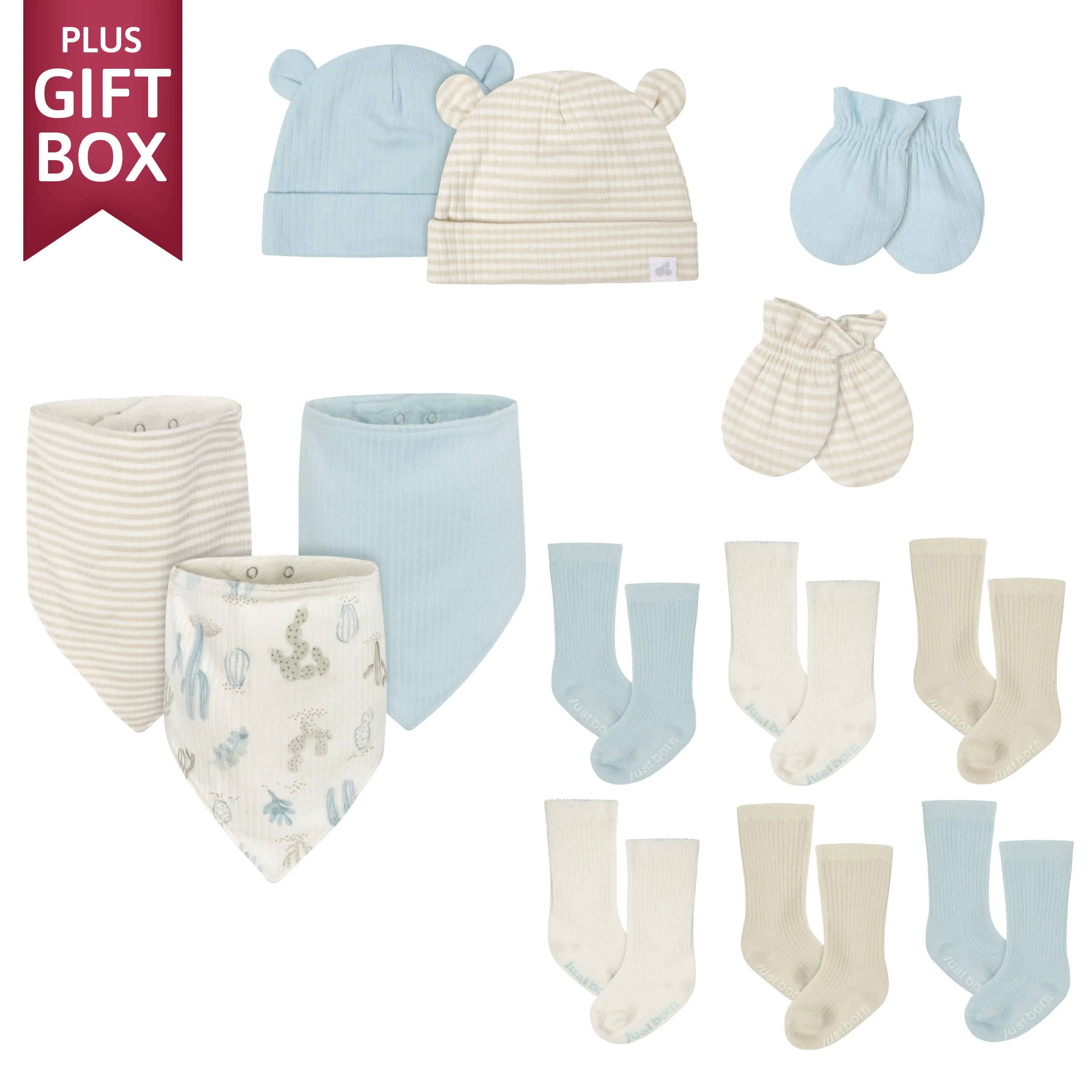 13-Piece Baby Boys Desert Cactus Newborn Essentials Gift Set