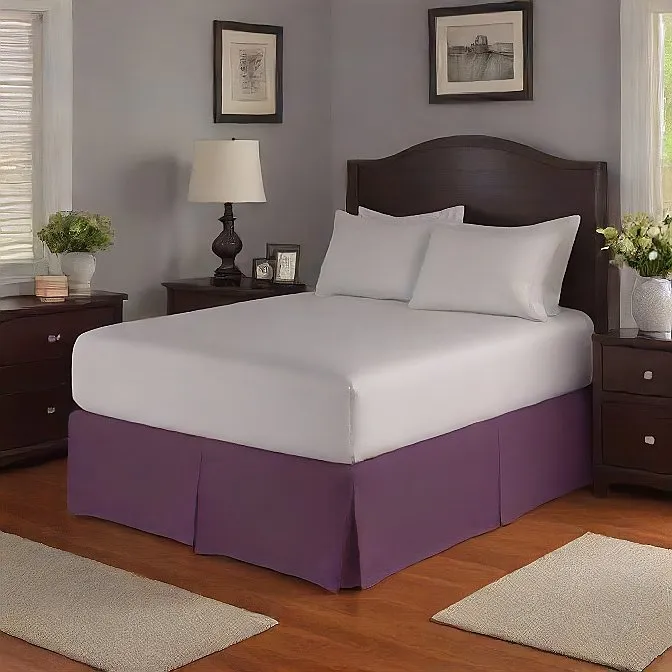 15 Inch Drop Bed Skirt Purple 1000TC Egyptian Cotton 1-PC