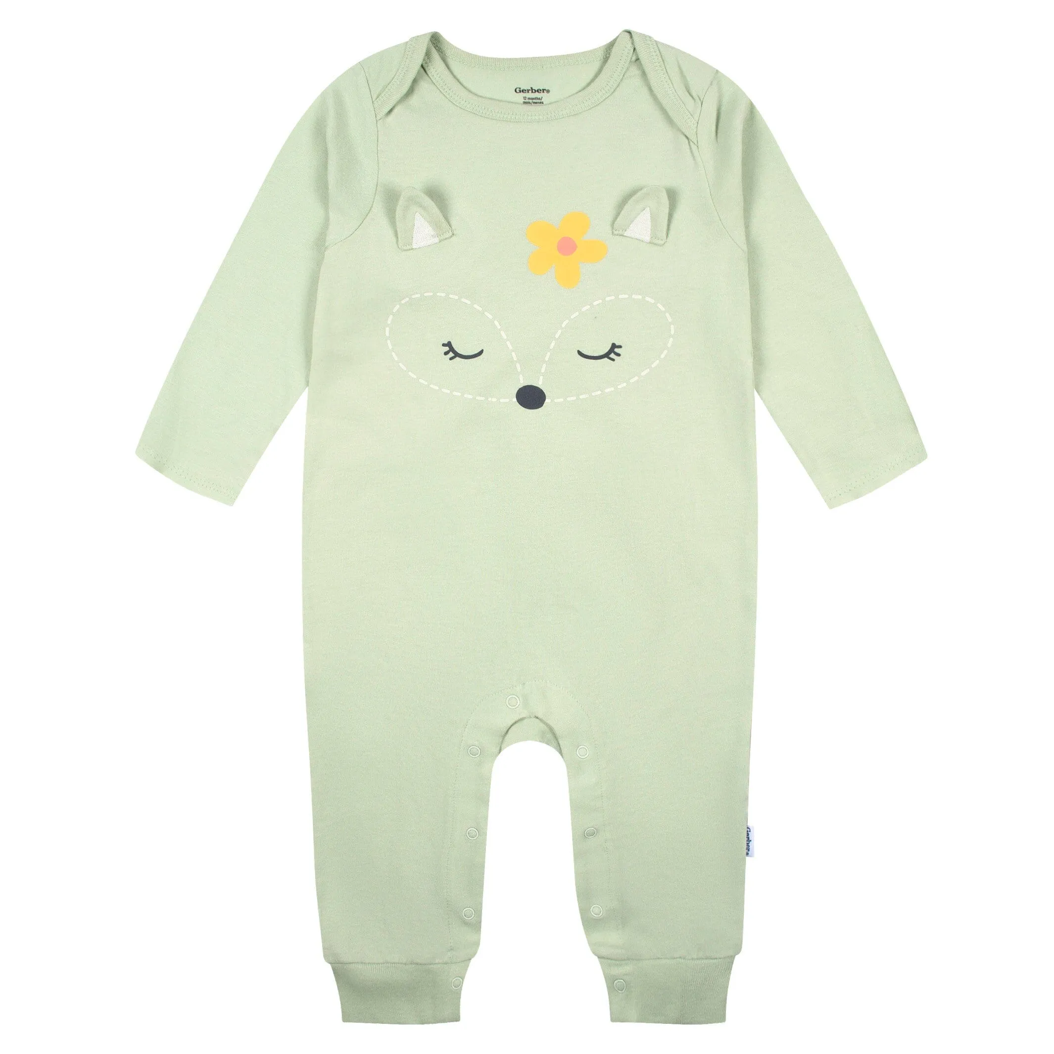 2-Pack Baby Girls Green Fox Rompers