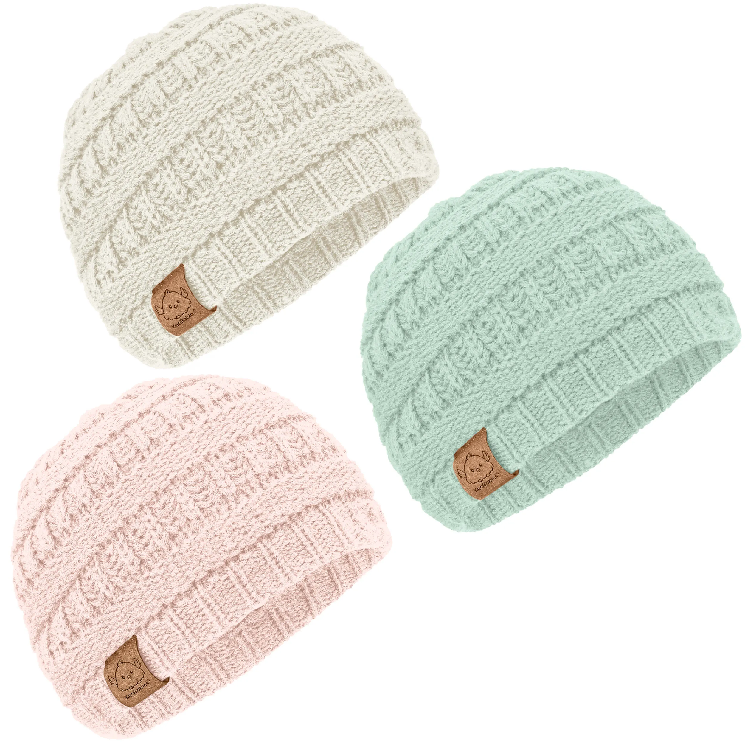 3-Pack Warmzy Baby Beanies (Macaron, M)