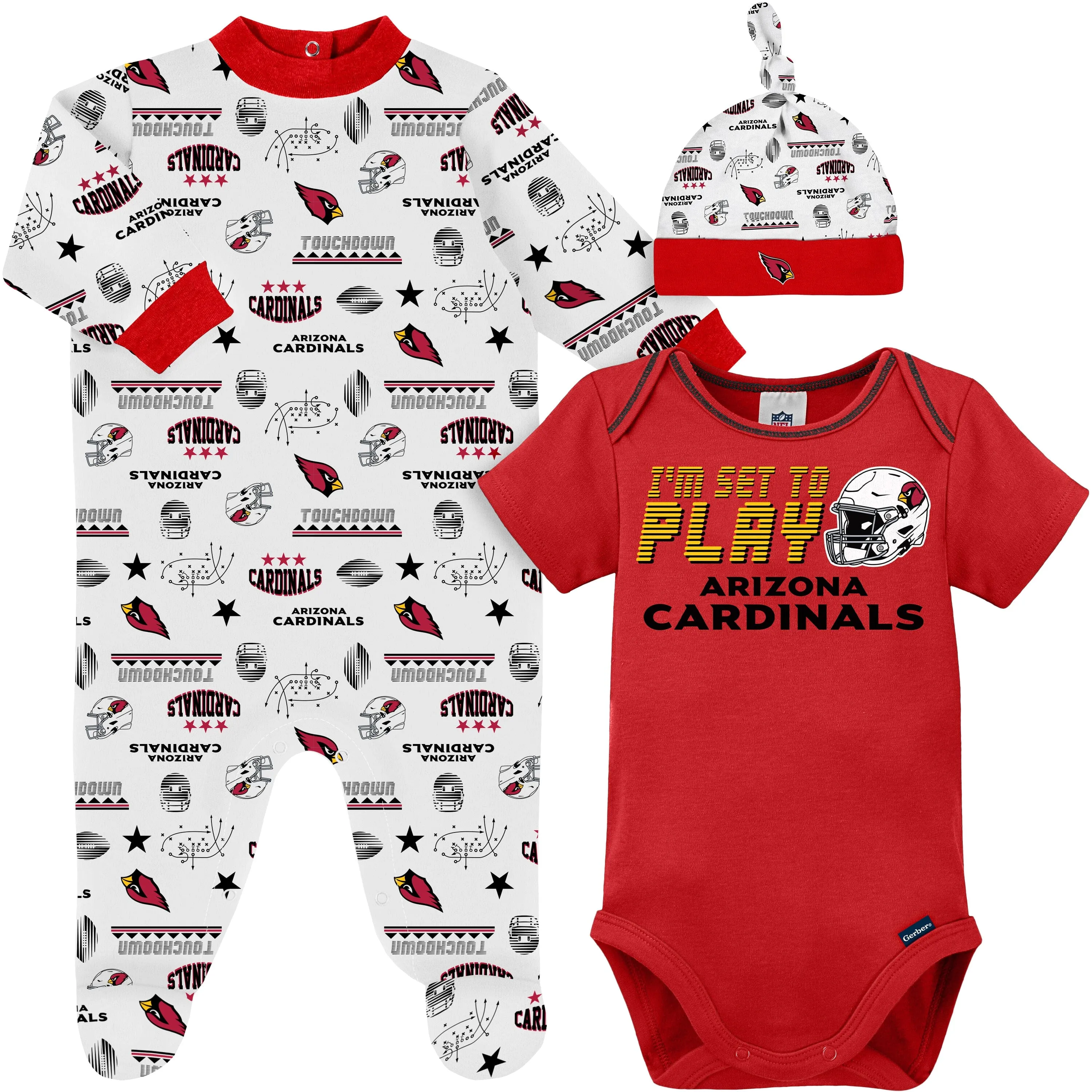 3-Piece Baby Boys Arizona Cardinals Bodysuit, Sleep 'N Play, and Cap Set