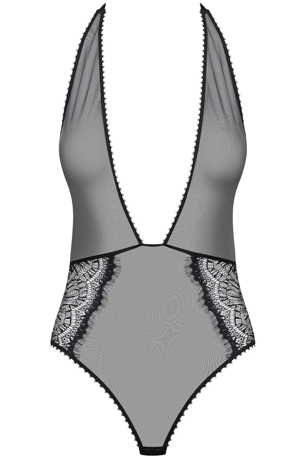 Accroche Coeur V Neck Thong Bodysuit