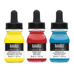 Acrylic Ink Essentials, 3 Primary Colors, 30ml (Liquitex Acrylic Ink)