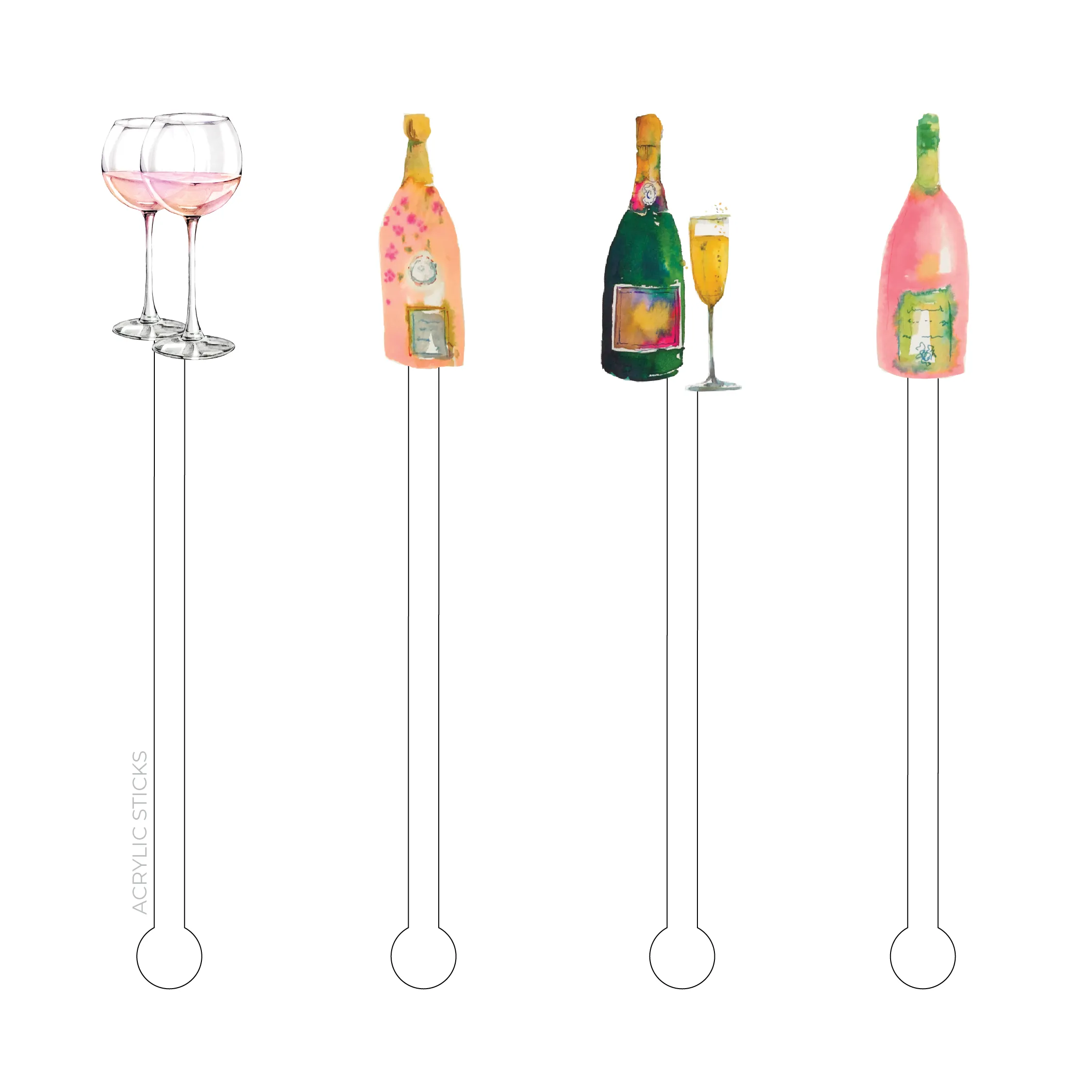 Acrylic Stir Sticks Set- Bubbles