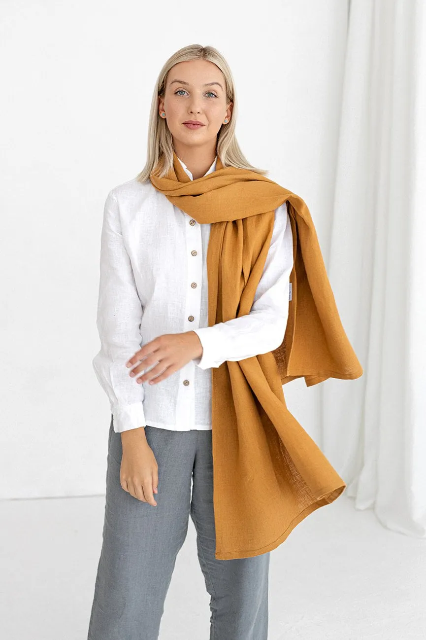 Amber Yellow Linen Scarf