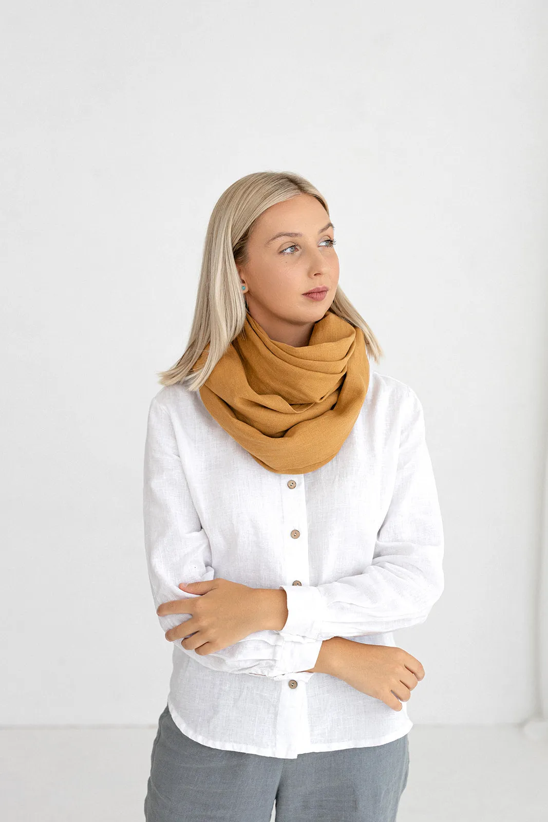 Amber Yellow Linen Scarf