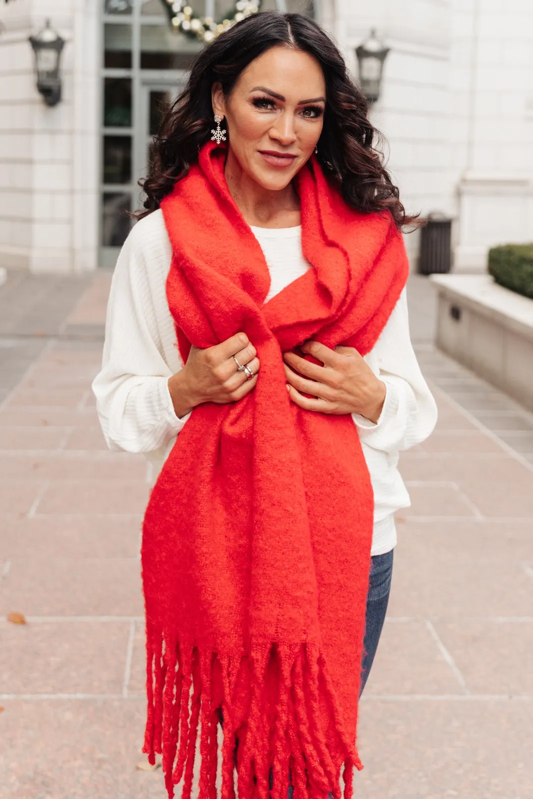 Artisan Fringe Scarf in Red - 10/28/2021