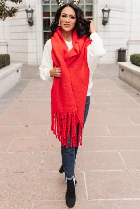 Artisan Fringe Scarf in Red - 10/28/2021