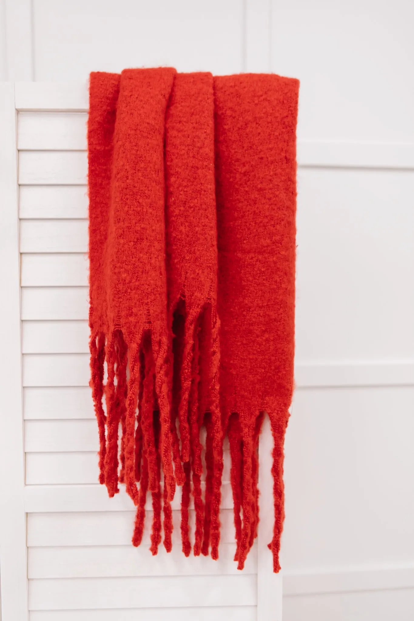 Artisan Fringe Scarf in Red - 10/28/2021