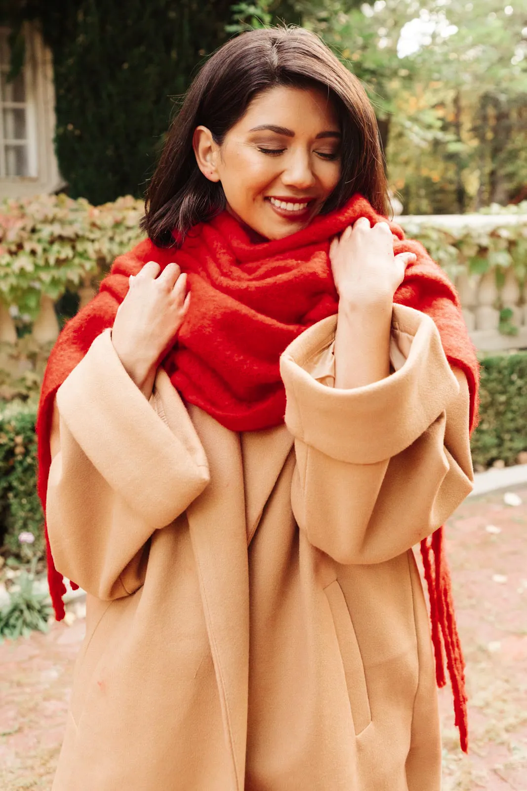 Artisan Fringe Scarf in Red - 10/28/2021