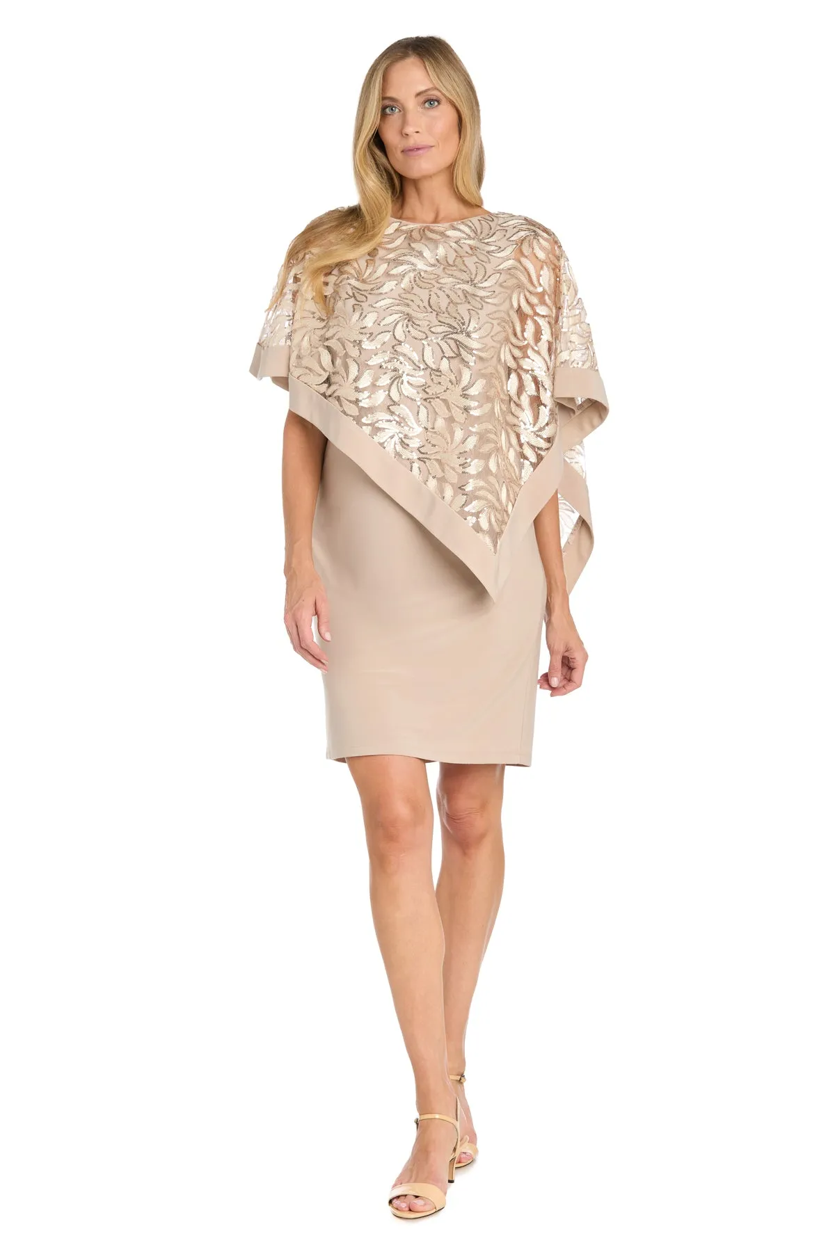 Asymmetrical Sequin Patterned Poncho Dress