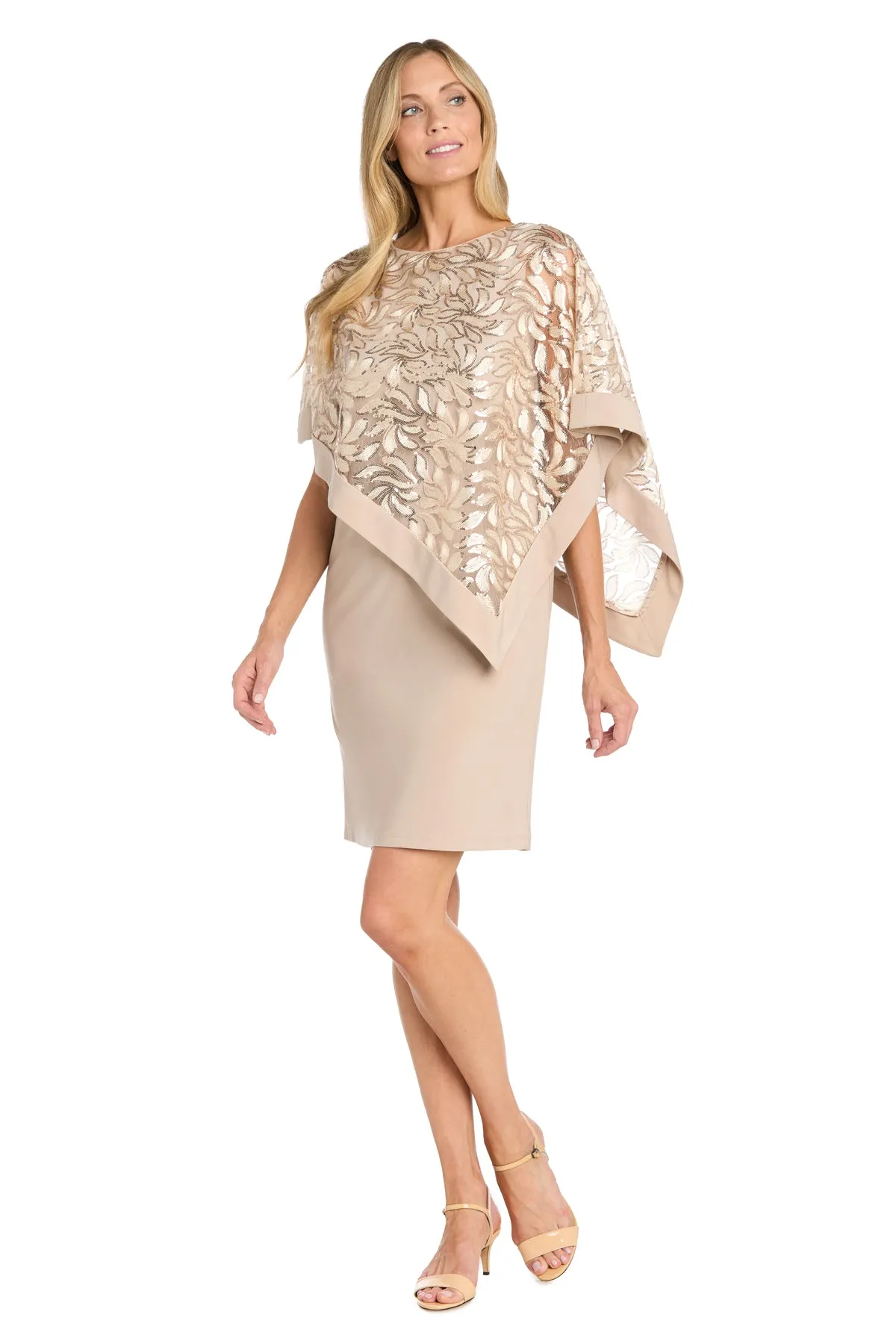 Asymmetrical Sequin Patterned Poncho Dress