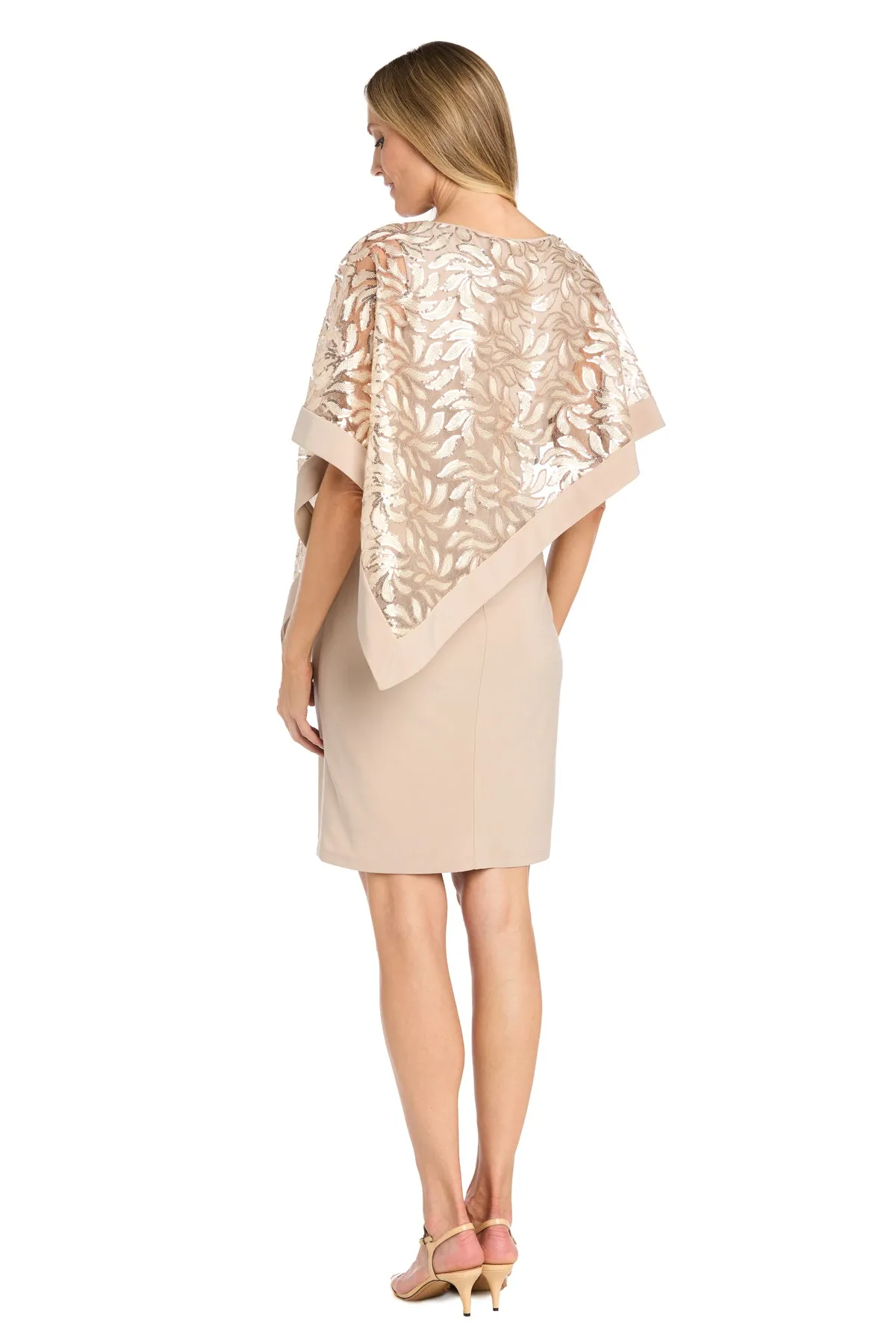 Asymmetrical Sequin Patterned Poncho Dress