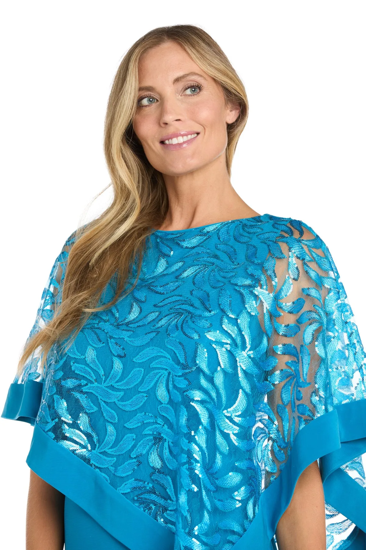 Asymmetrical Sequin Patterned Poncho Dress