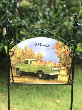 Autumn Truck Welcome Garden Sign