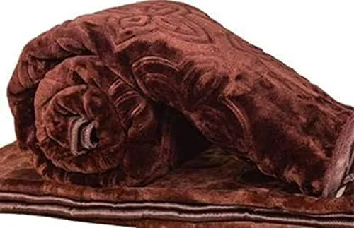 Awesome Ultra Soft Luxurious Embossed Very Warm Korean Single Mink Blanket Double Bed for Winter - (Brown, 152 X 229 cm) (Brown, Single)