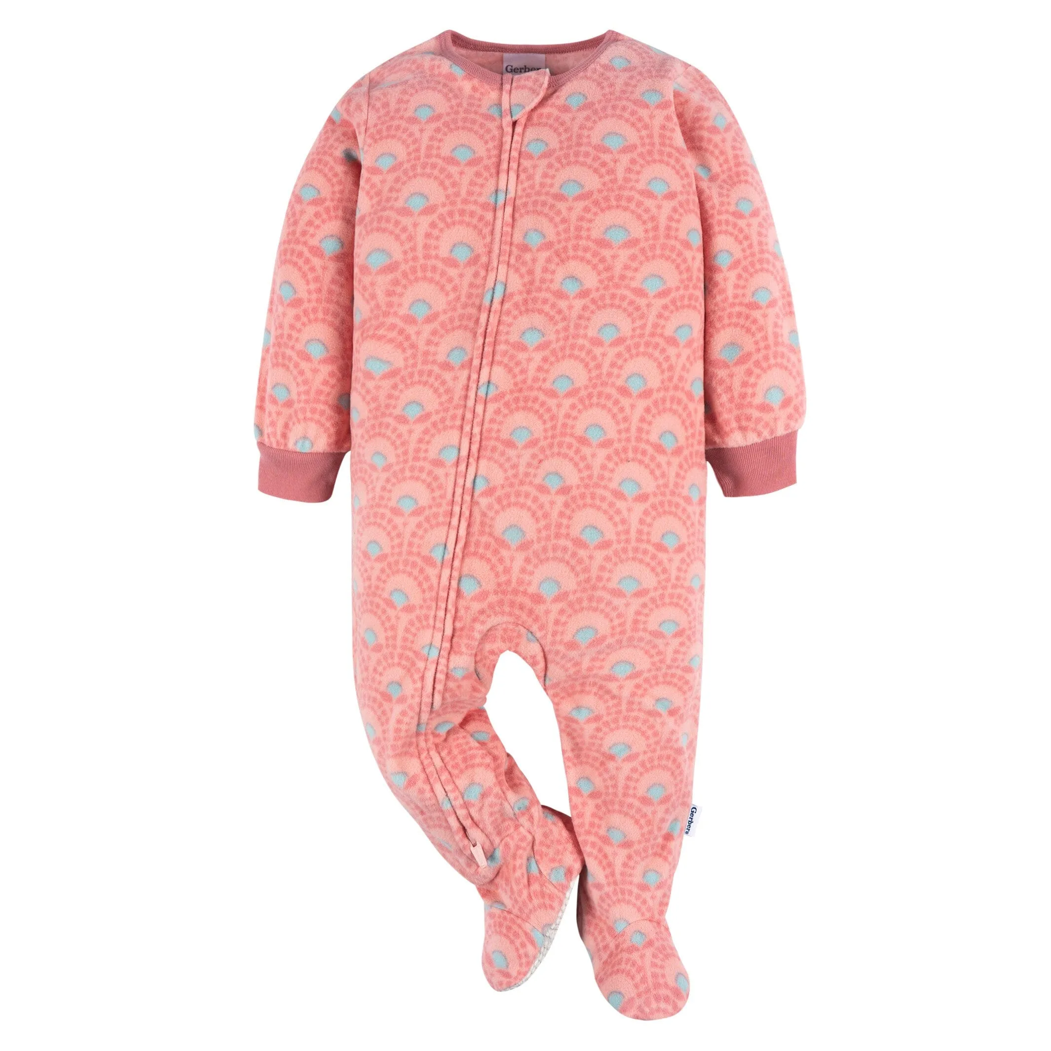 Baby & Toddler Girls Pink Geometric Footed Fleece Pajamas