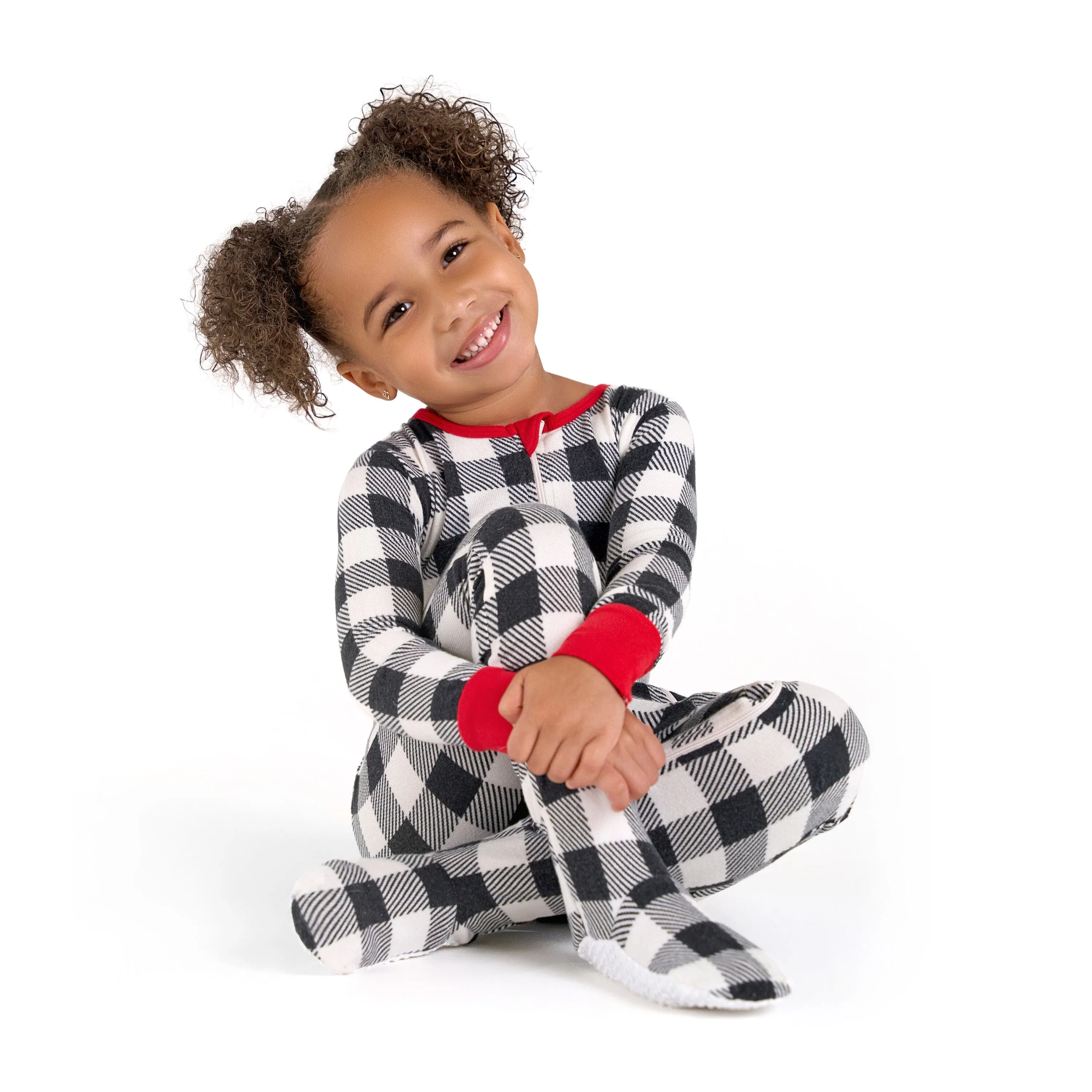 Baby & Toddler Neutral Buffalo Plaid Hacci Snug Fit Footed Pajamas