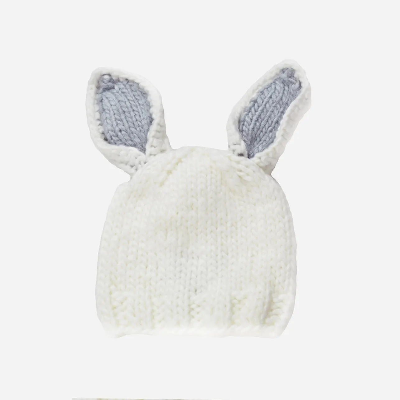 Bailey Bunny Knit Hat, White   Bowie Grey