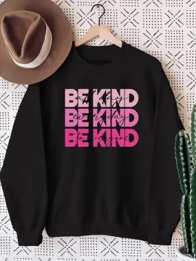 BE KIND Black Rainbow Letter Print Graphic Sweatshirt