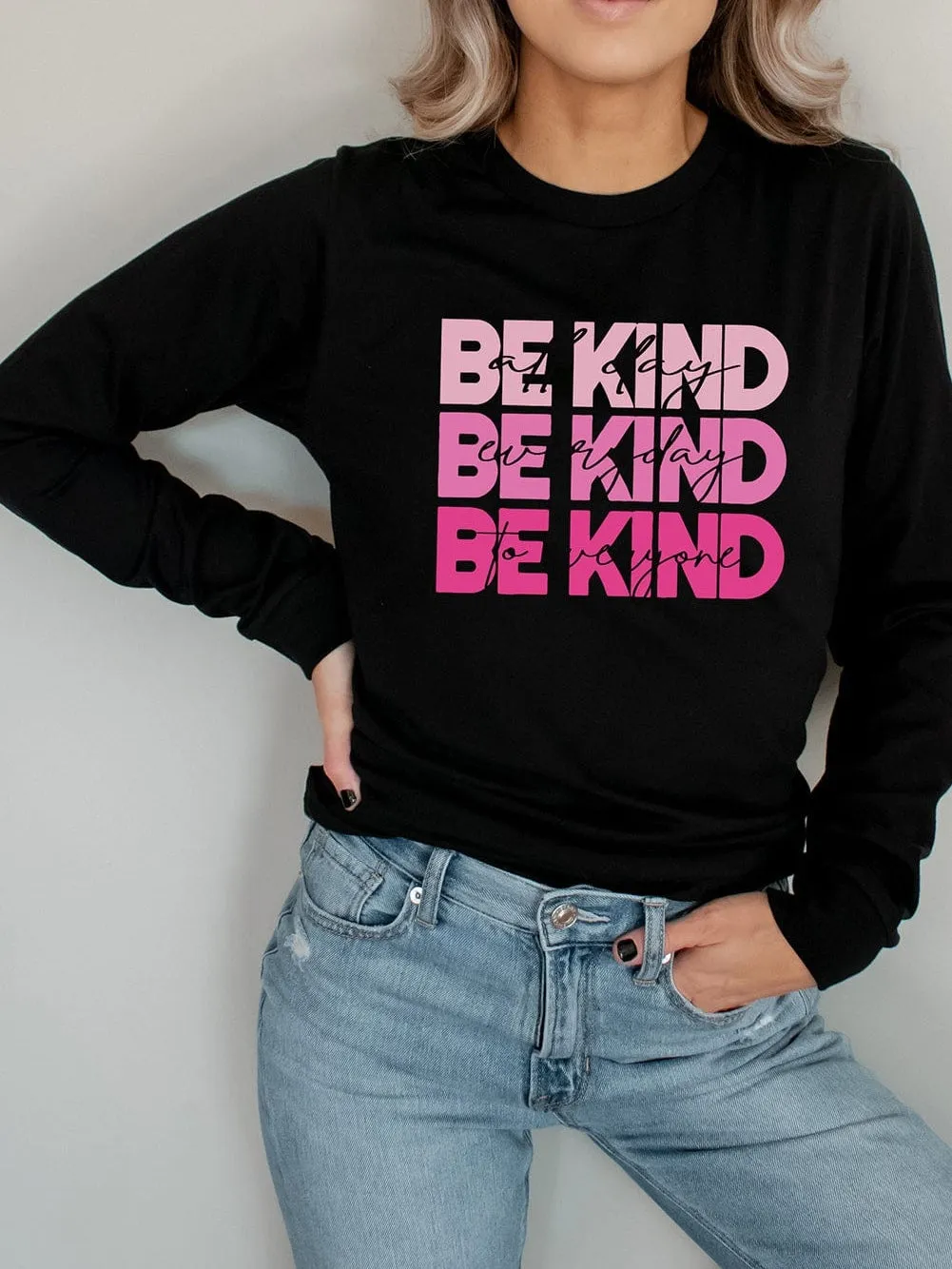 BE KIND Black Rainbow Letter Print Graphic Sweatshirt