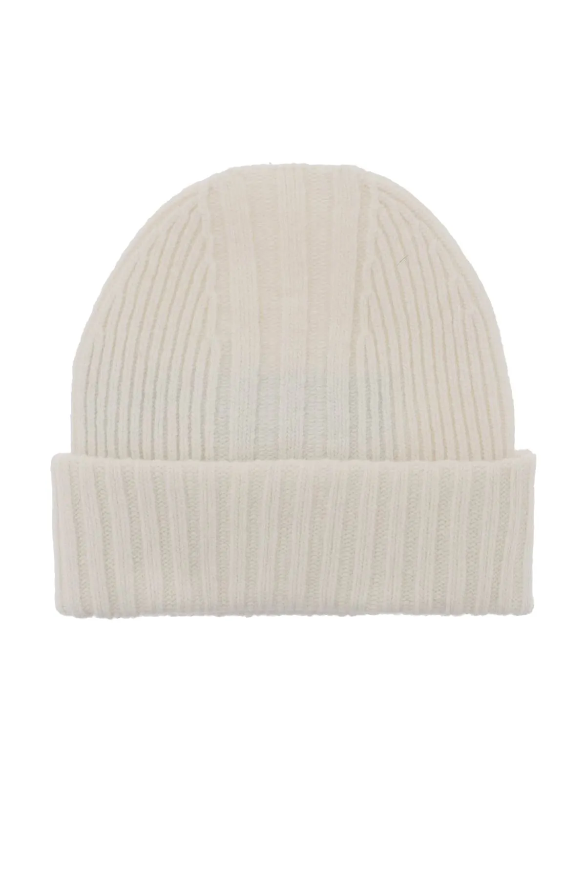 beanie hat in ribbed wool with logo patch