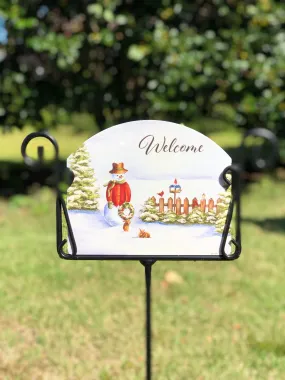 Bird Watching Snowman Garden Sign