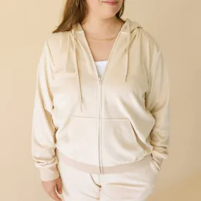 Bisque Women's Velour Zip Hoodie