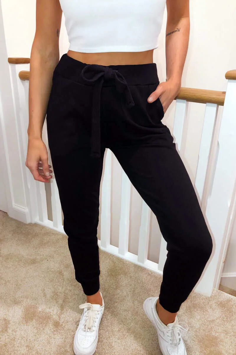 Black Basic Drawstring Joggers