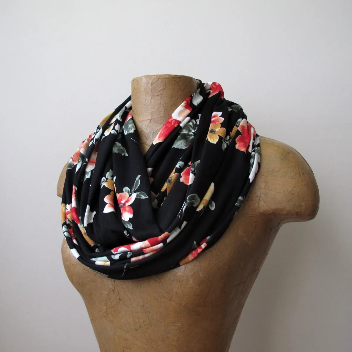 BLACK FLORAL Infinity Scarf