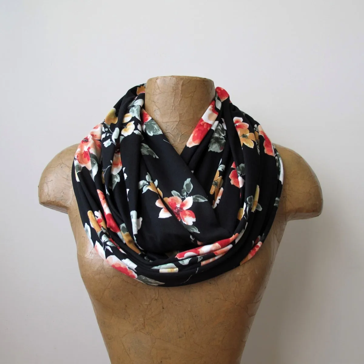 BLACK FLORAL Infinity Scarf