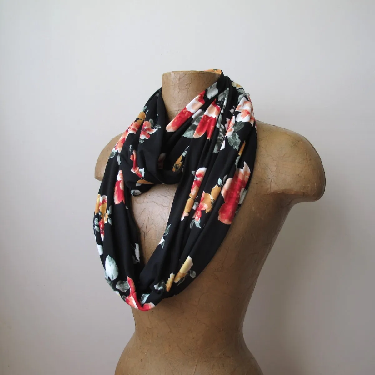 BLACK FLORAL Infinity Scarf