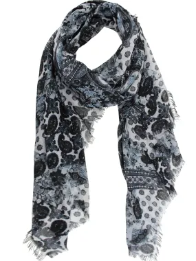 Black Floral Paisley Shawl Wrap