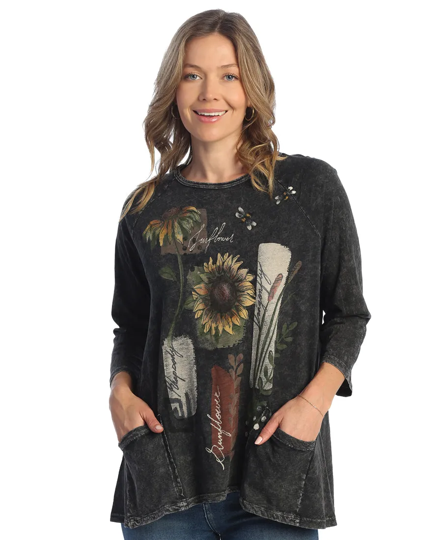 Black Mineral Wash Tunic with Patch Pockets