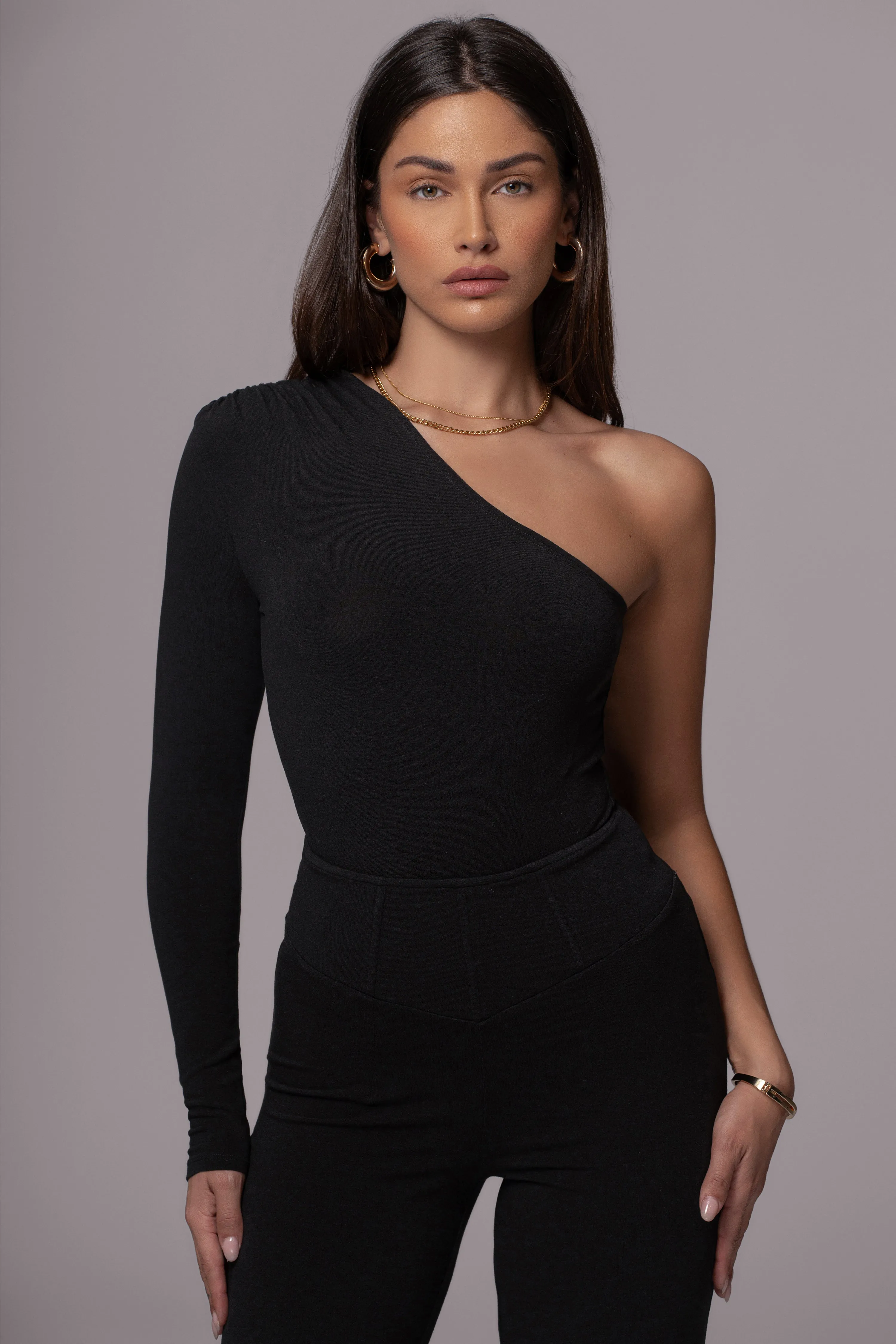 Black Nobu One Shoulder Bodysuit