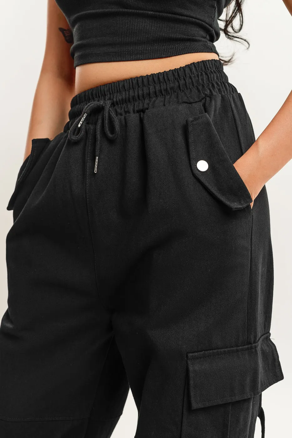 Black Street Style Cargo Pant