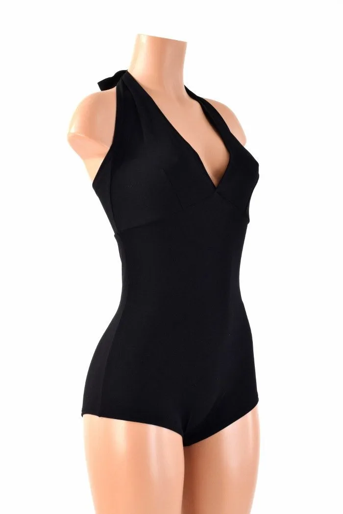 Black Zen Soft Knit "Monroe" Halter Romper