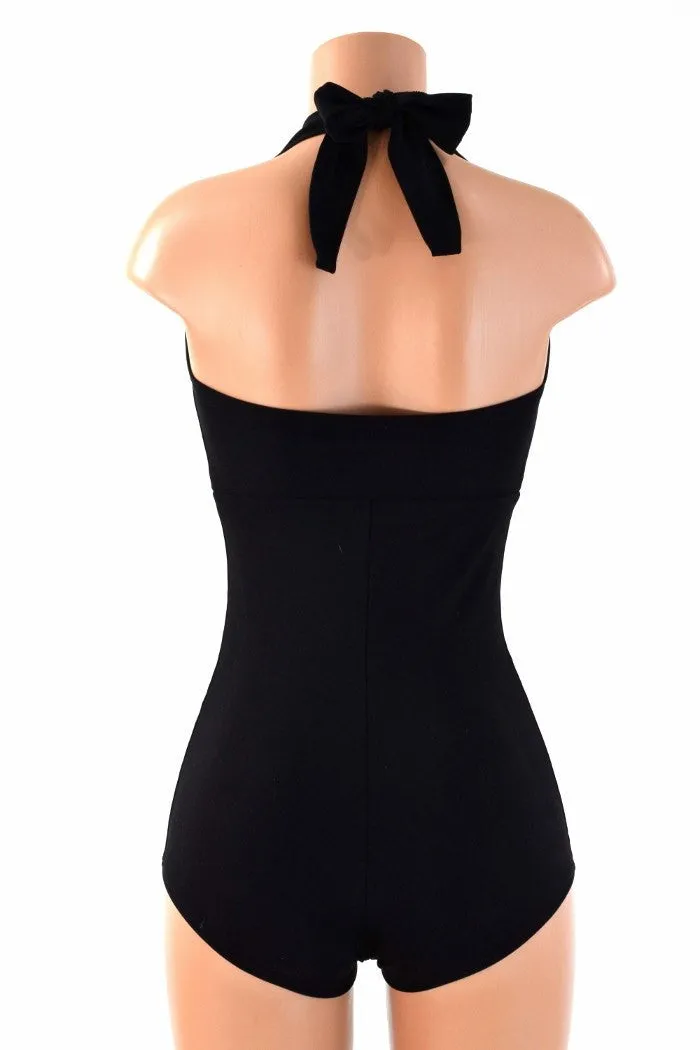 Black Zen Soft Knit "Monroe" Halter Romper