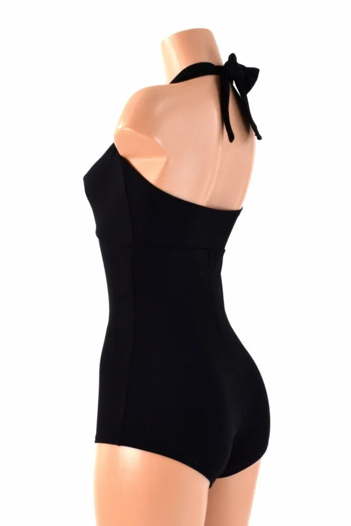 Black Zen Soft Knit "Monroe" Halter Romper