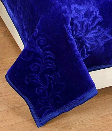 BLACKBULLS Ultra Soft Luxurious Embossed Very Warm Korean Mink Blanket Single Bed for Winter (60 x 90 Inches) Blue