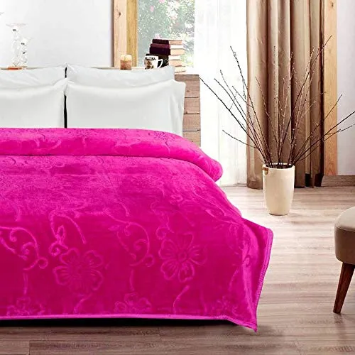 BLACKBULLS Ultra Soft Luxurious Embossed Very Warm Korean Mink Blanket Single Bed for Winter (60 x 90 Inches) Pink