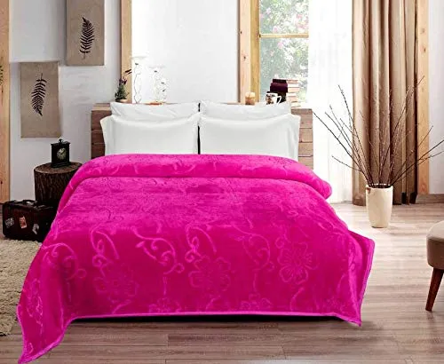 BLACKBULLS Ultra Soft Luxurious Embossed Very Warm Korean Mink Blanket Single Bed for Winter (60 x 90 Inches) Pink