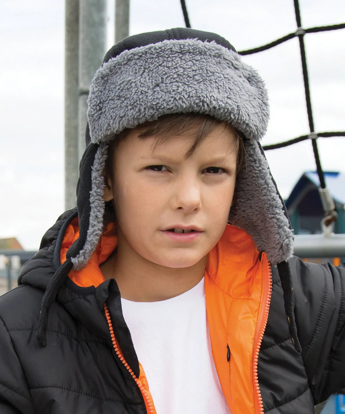 Black/Grey - Junior ocean trapper hat