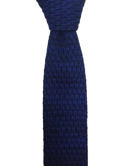 Blue and Black Skinny Knit Tie