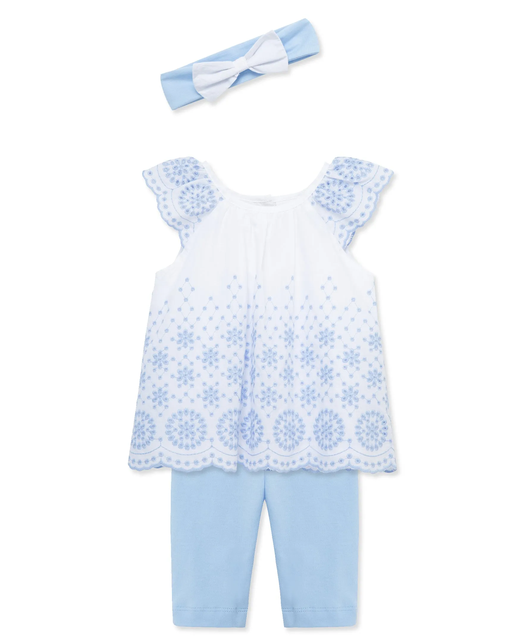 Blue Eyelet Woven Tunic Set (12M-24M)