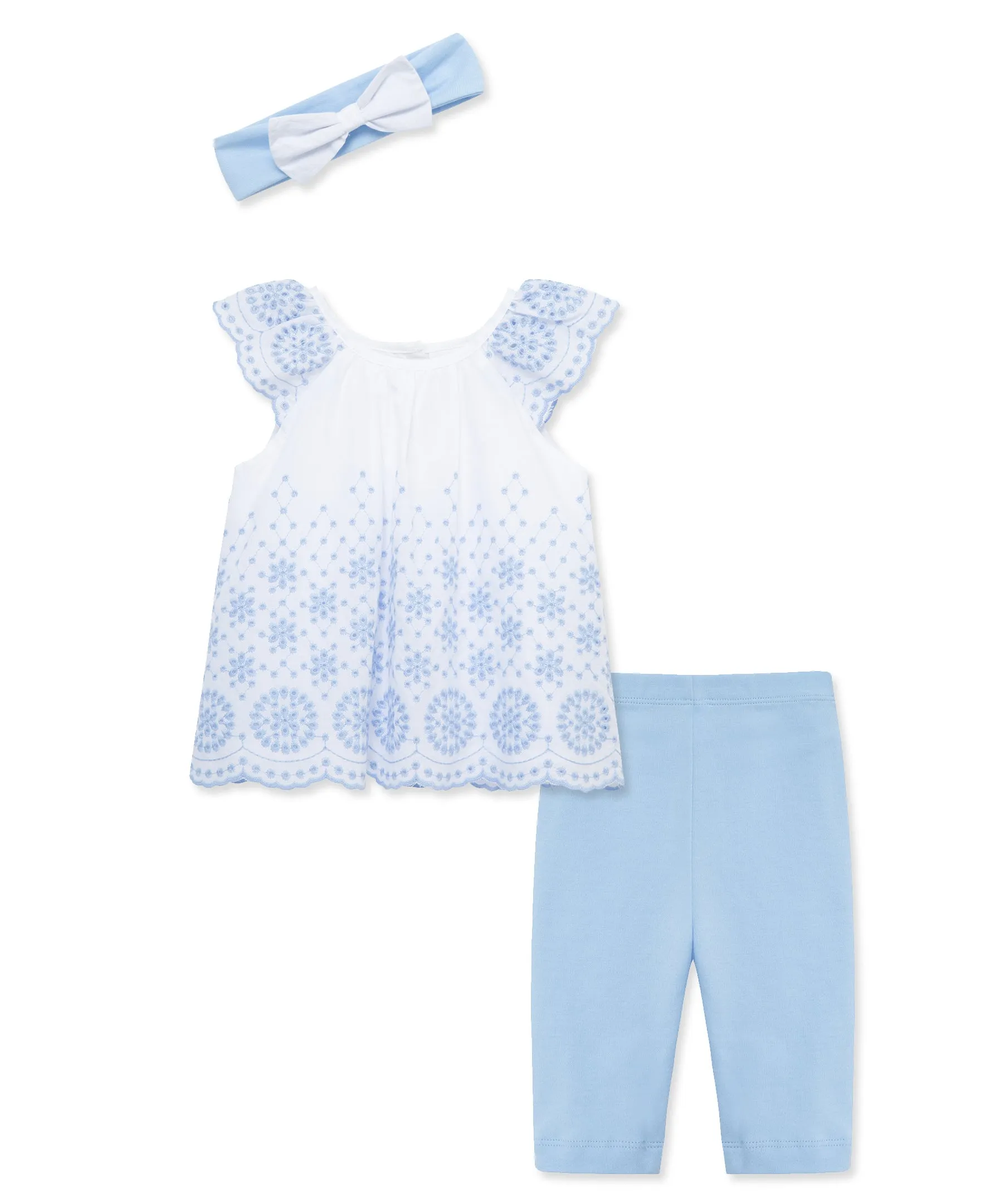 Blue Eyelet Woven Tunic Set (12M-24M)