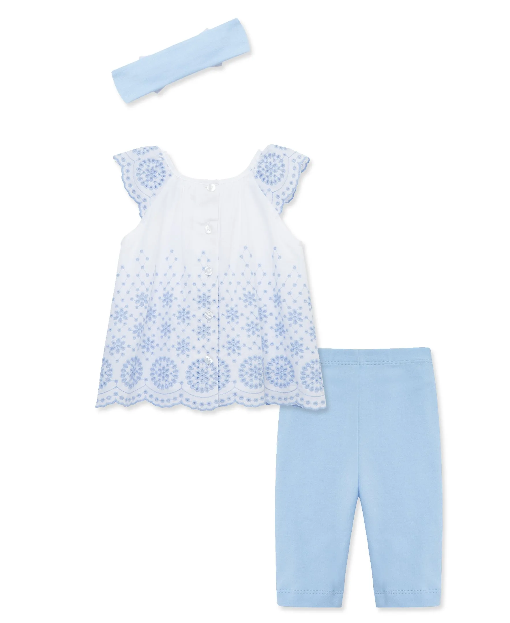 Blue Eyelet Woven Tunic Set (12M-24M)