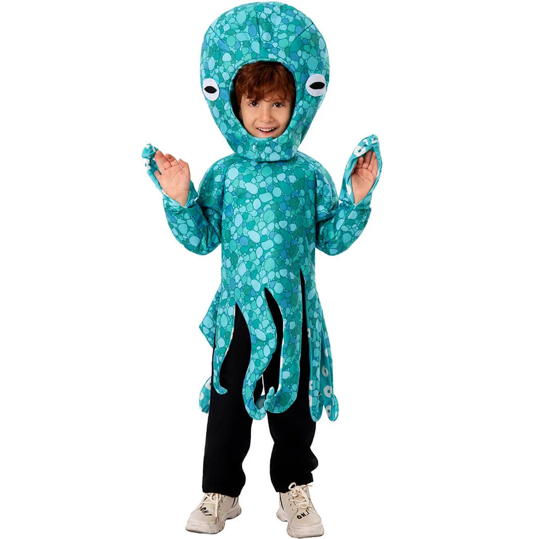 Blue Octopus Costume for Children Girls Boys Sea Creature Cosplay Costumes