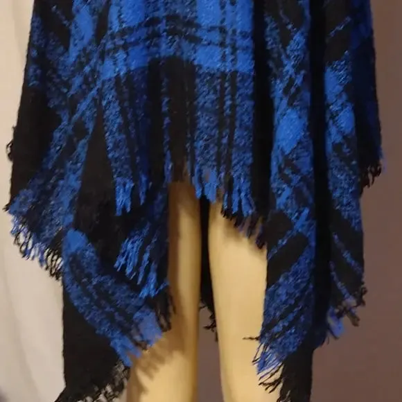 Blue Plaid Poncho